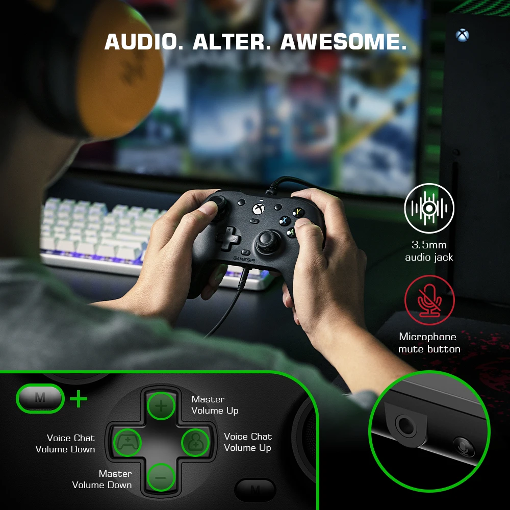 Imagem -04 - Controlador de Jogos Xbox Gamepad com Fio para Xbox Series x Xbox Series s Xbox One Game Console Alps Joystick pc Gamesir-g7