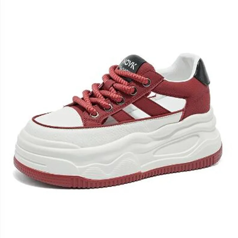 

Кроссовки на платформе из натуральной кожи 8 см, женская обувь на танкетке, дышащие сандалии, осенняя повседневная обувь, Zapatillas Muje на скрытом каблуке