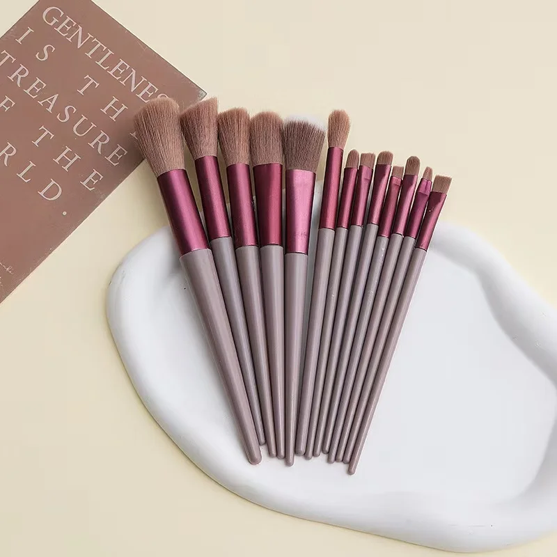 13 pçs pincel de maquiagem ultra macio fibra ferramenta de maquiagem pó solto sombra lábio corretivo blush fundação cabelo macio beleza maquiagem