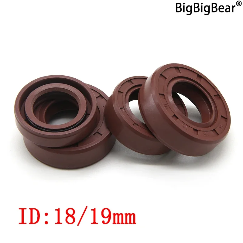 1/2pcs ID 18/19mm FKM Oil Seal TC-OD 28/30/32/35/40/47mm Thickness 7~10mm Brown Fluorine Double Lip Oil Seals Gasket