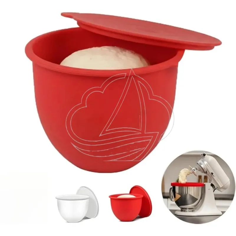 Kitchen Silicone Mixer Bowl Liner with Lid Dishwasher & Microwave Safe Durable Bowl Insert
