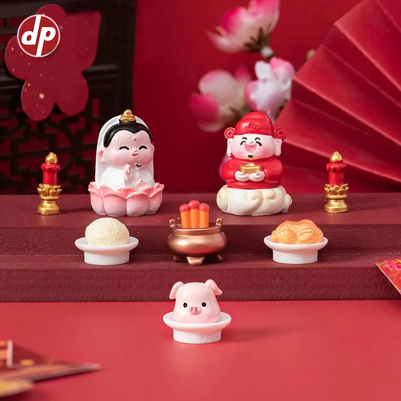 New Year's Small Ornaments Worship Goddess Of Fortune Resin Crafts Desktop Car Fortune Small Ornaments