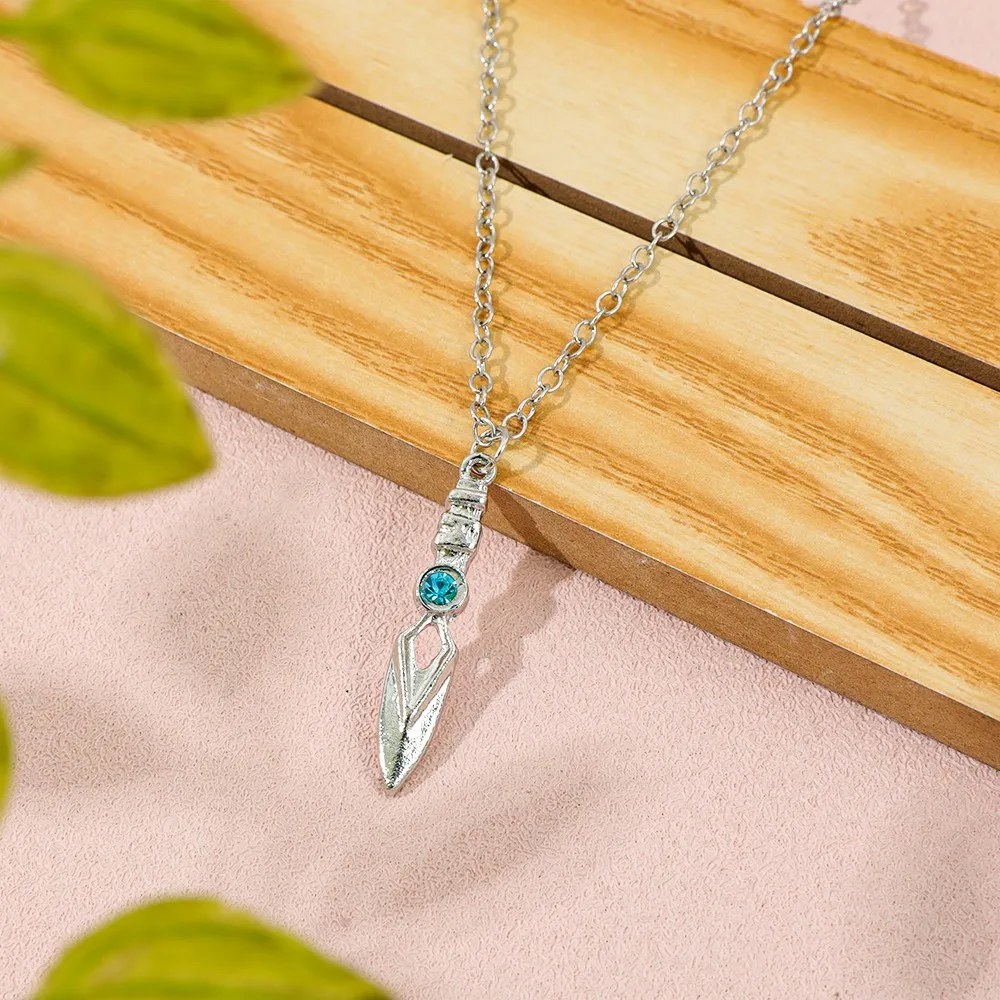 Game Valorant Necklace Jett Cosplay Unisex Blade Storm Knife Blue Crystal Pendant Choker Fashion Accessories Toy Gifts view 3