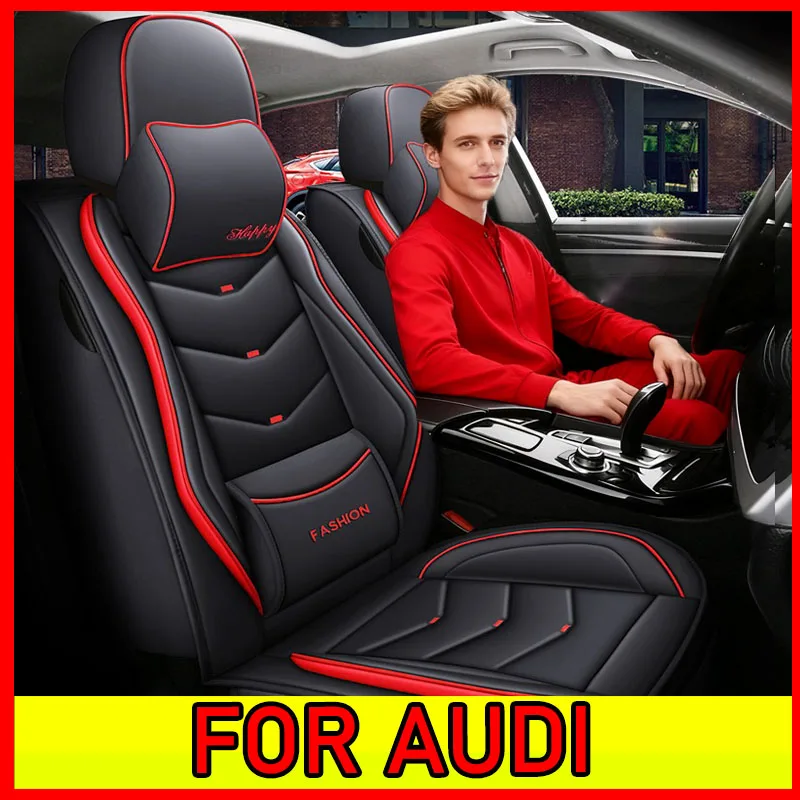FÜR AUDI Autositzbezüge, kompletter Satz 5-Sitzer-Vorder- und Rücksitzbezüge, wasserdichtes Kunstleder, verschleißfest