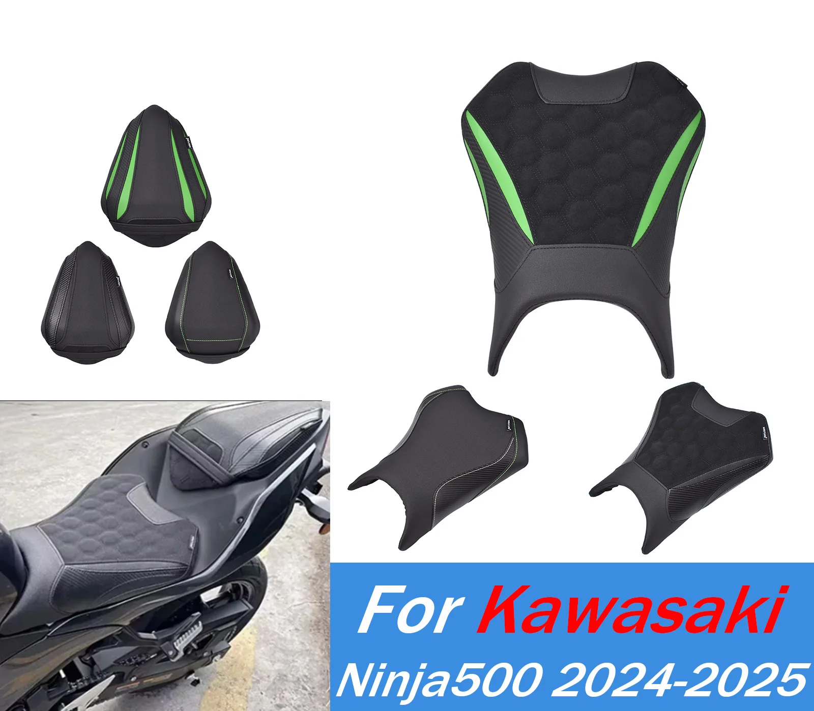 

Motorcycle Front Rider Rear Passenger Seat Cover For Kawasaki Ninja 500 2024 2025 Solo Seat Cushion Pad Accessories ﻿ ﻿