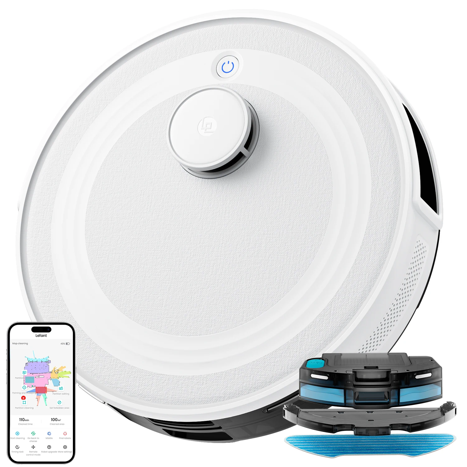 Aspiradora Robot Lefant M2 y Mopa, Succión de 6000 Pa, Navegación Lidar dToF, Evitación Inteligente de Obstáculos, Autocarga, Limpiador de