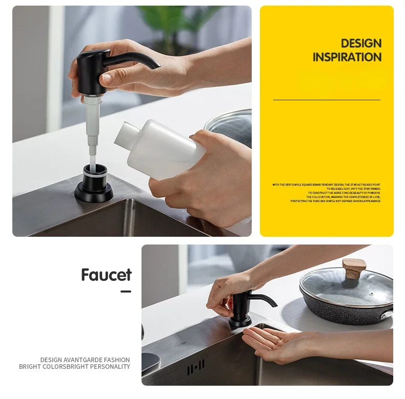 موزع الصابون بالوعة المطبخ ABS زجاجة موزع المنظفات السائل الصابون غسول موزعات الصحافة اليد نوع الفولاذ المقاوم للصدأ رئيس #5