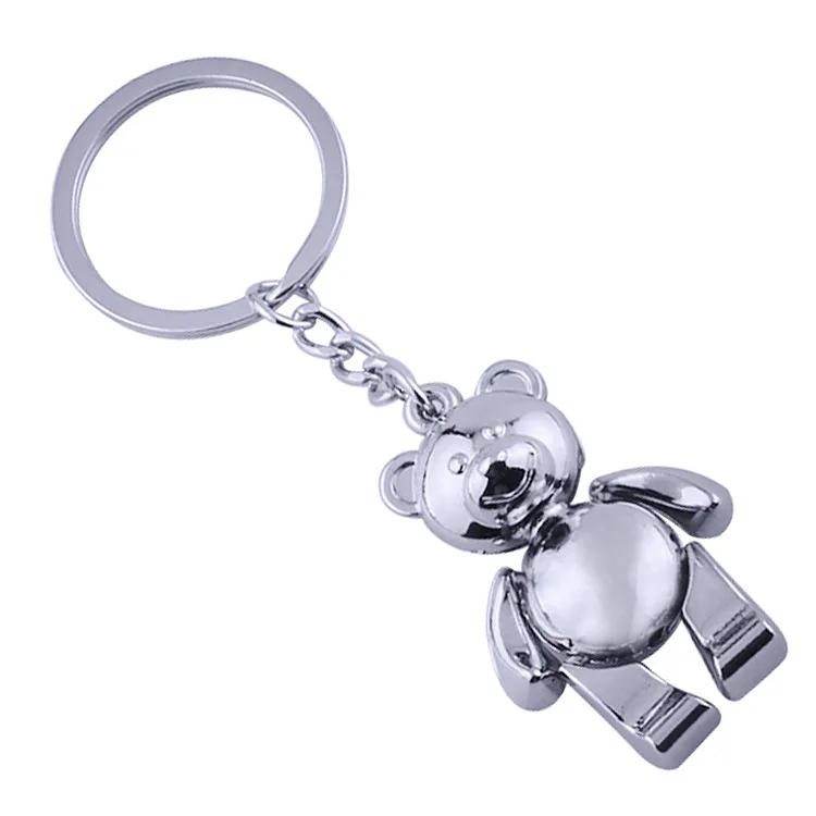 3D Animal Keyring Lucky Charm Movable Bear Keychain Hanging Pendant Car Key Ring Ornament Gift for Friend Unisex