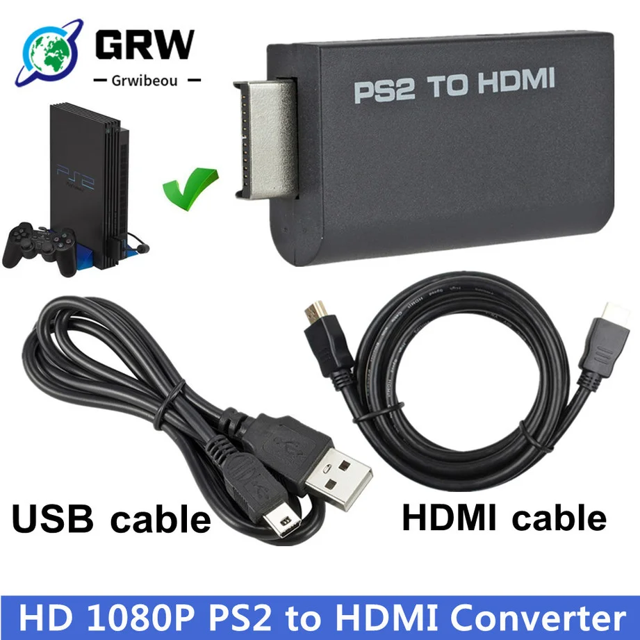 Konwerter audio-wideo z PS2 do HDMI-compatibale 480i/480p/576i z wyjściem Audio 3.5Mm obsługuje wszystkie tryby od PS2 do wyświetlacz HD