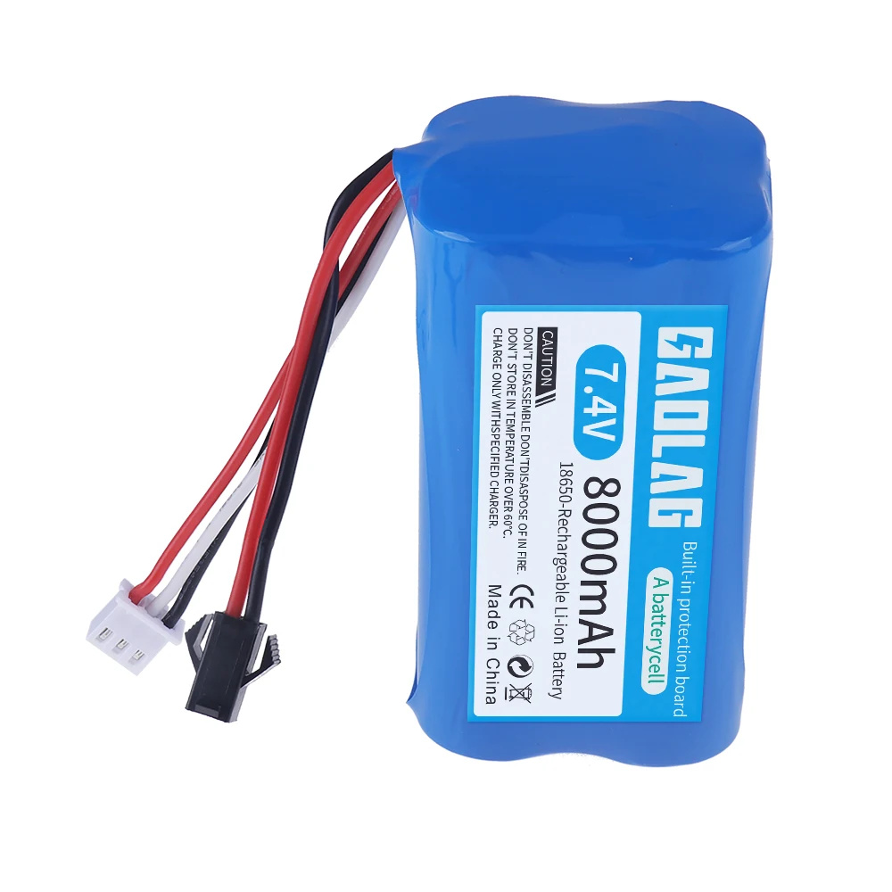 7.4V 8000mAh Li-ion rechargable battery SM/USB charger for MN99S D90 U12A S033g Q1 H101 H103 RC Electric Construction Excavator