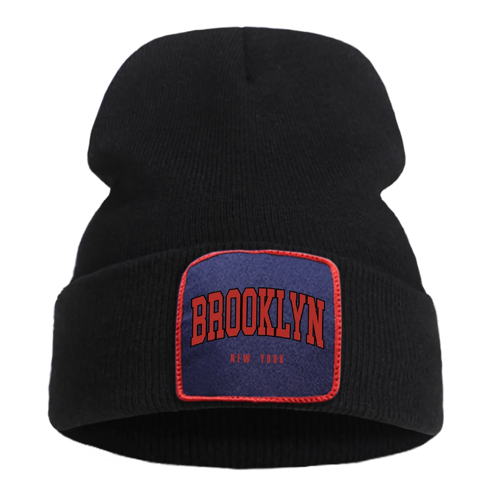 Brooklyn New York Red Letter Hat Men'S Caps Vintage Cotton Harajuku Streetwear Winter Women'S Knitted Beanie Hats Versatile Warm