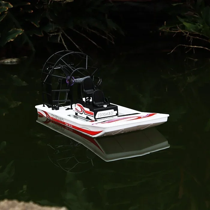 2.4g Rc Electric Boat  Aerodynamic Remote Control Ship Model Toy Diy Amphibious Rescue Air Cushion Boat Kid'S Outdoor Toy Gift