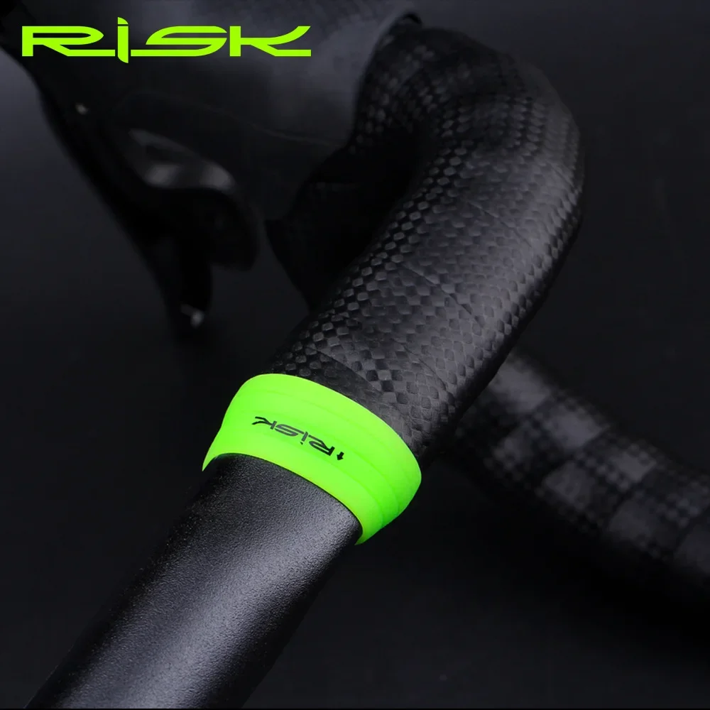 RISK 2PCS RA137 Road Bike Fixed Gear Handlebar Silicone Ring Fixator End Bar Tape Fixed Ring Anti-Skip Cycling Accessories