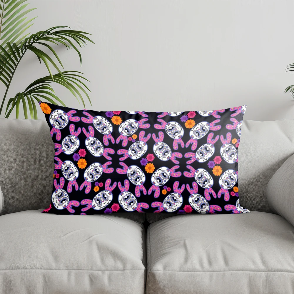 Home Decor Skull & Bunny Pattern Pillowcase Suitable For Sofa Bedroom Car Pillow Cover Cushion Rectangular Back Cushion