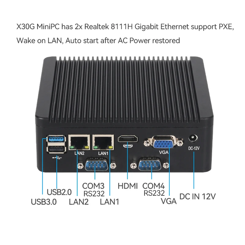 팬리스 산업용 미니 PC 펜티엄 J2900 4x 직렬 포트 RS232 RS485 2x 기가비트 이더넷 미니 PCIe 와이파이 4G LTE SIM 윈도우 리눅스 썸네일 4