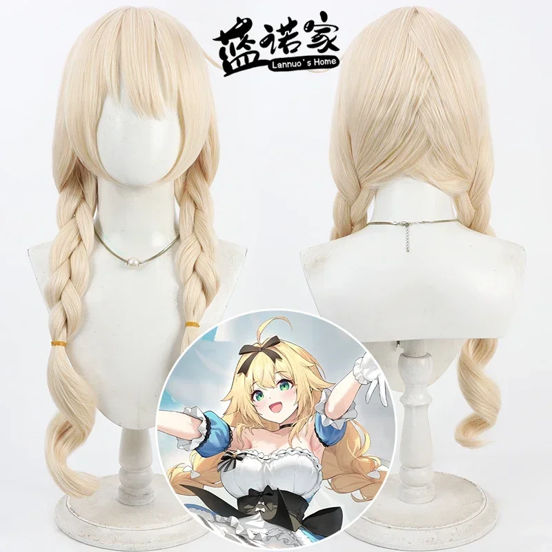 Pelucas de cosplay Le Temeraire, peluca trenzada rubia clara de 70cm, pelo sintético resistente al calor, juego Azur Lane FFNF Le Temeraire