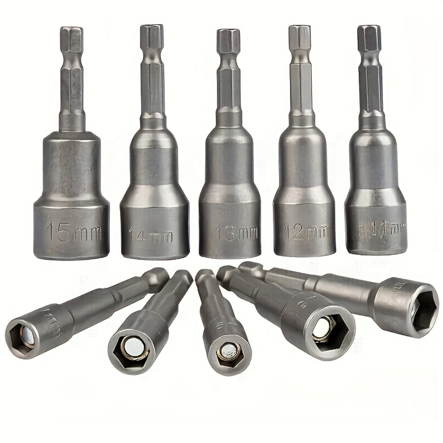 Durable Professional Grade 10-Piece Chrome Vanadium Steel Hexagonal Handle Sleeve Set - 6-15mm Precision Work Tool for Accurate 