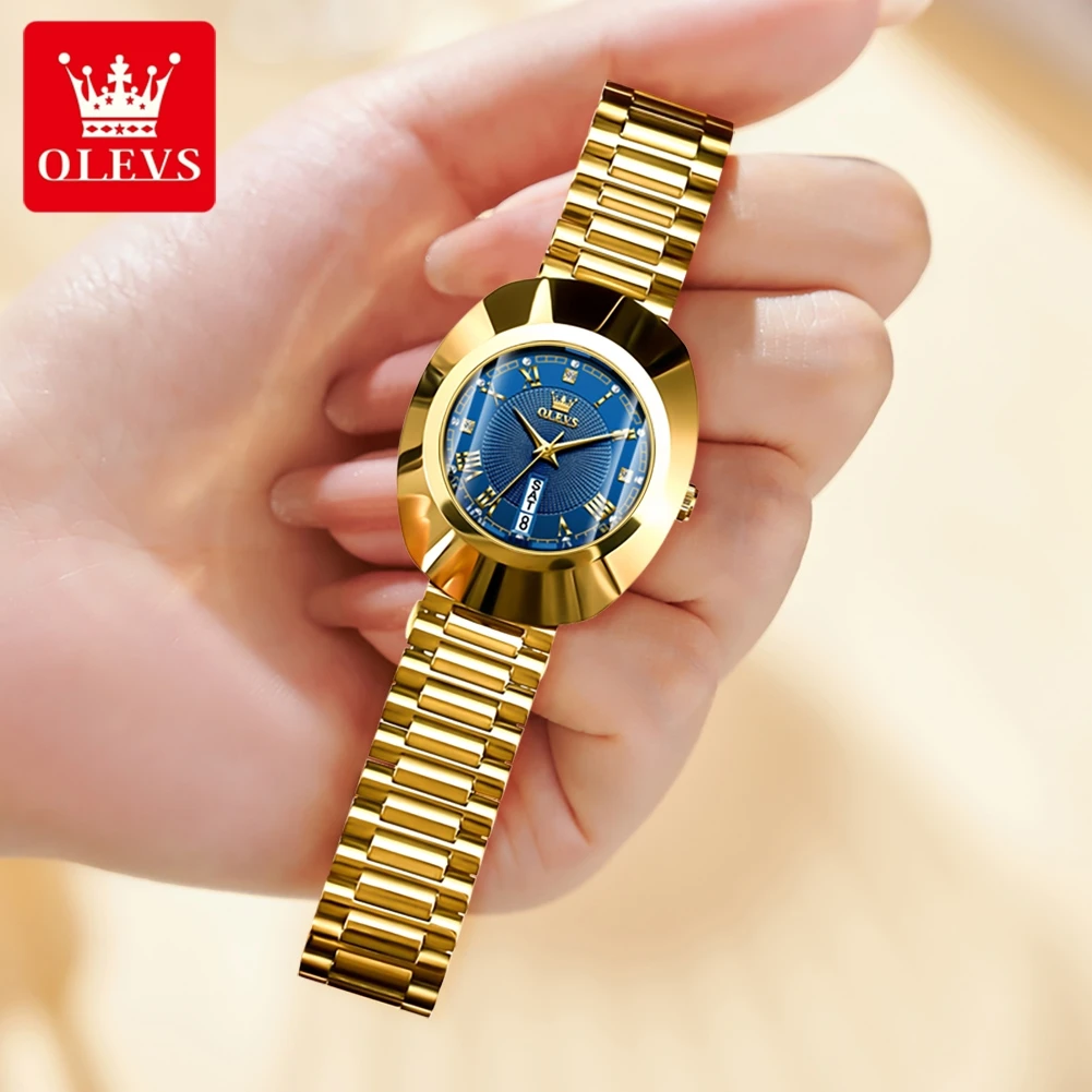 OLEVS-reloj de cuarzo dorado para mujer, pulsera elegante de acero de tungsteno, resistente al agua, de lujo, Original, nuevo