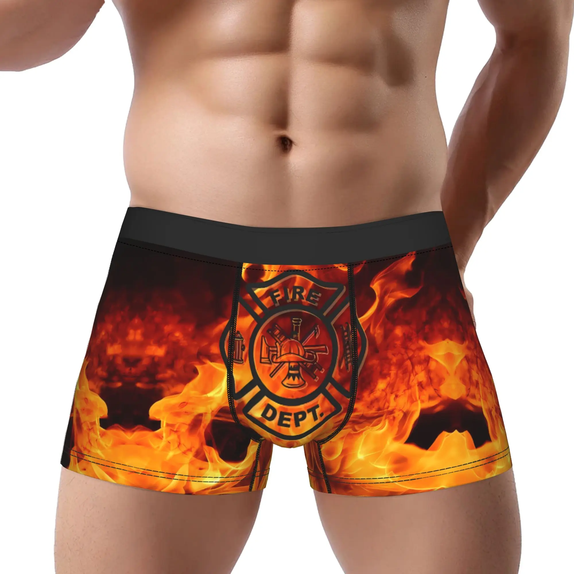 

Мужские трусы-боксеры из полиэстера с принтом Firefighter Cross