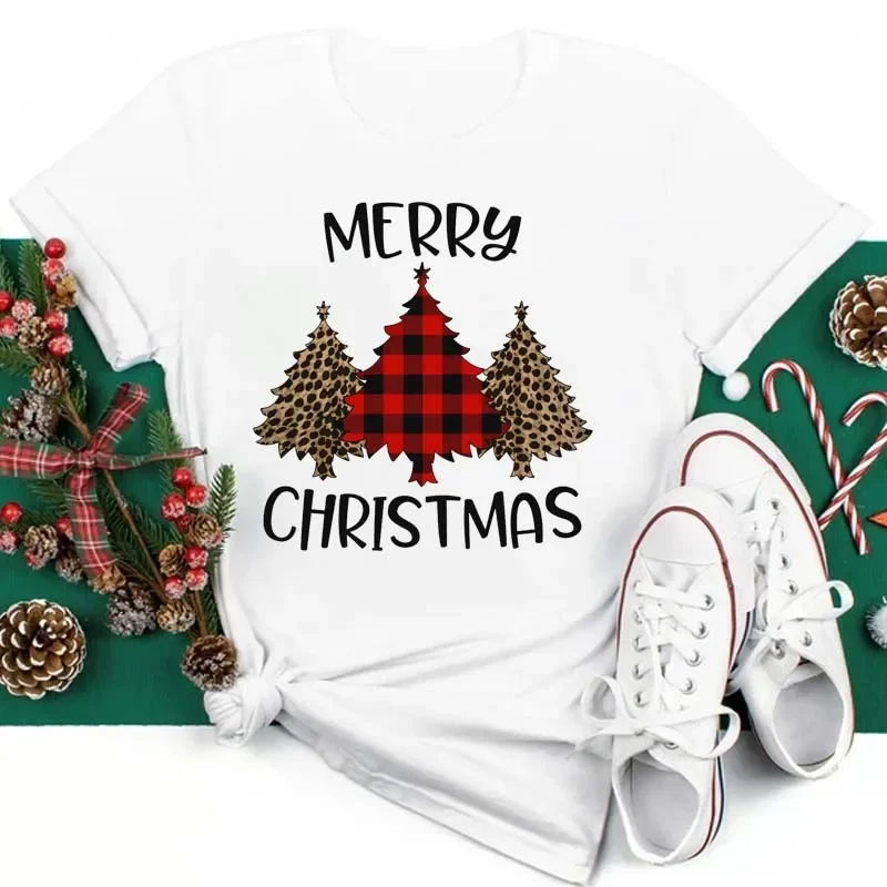 New Merry Christmas Fashion Christmas Tree T Shirt Cartoon Graphic Cute Tee TShirt Fashion Hipster Christmas Tops