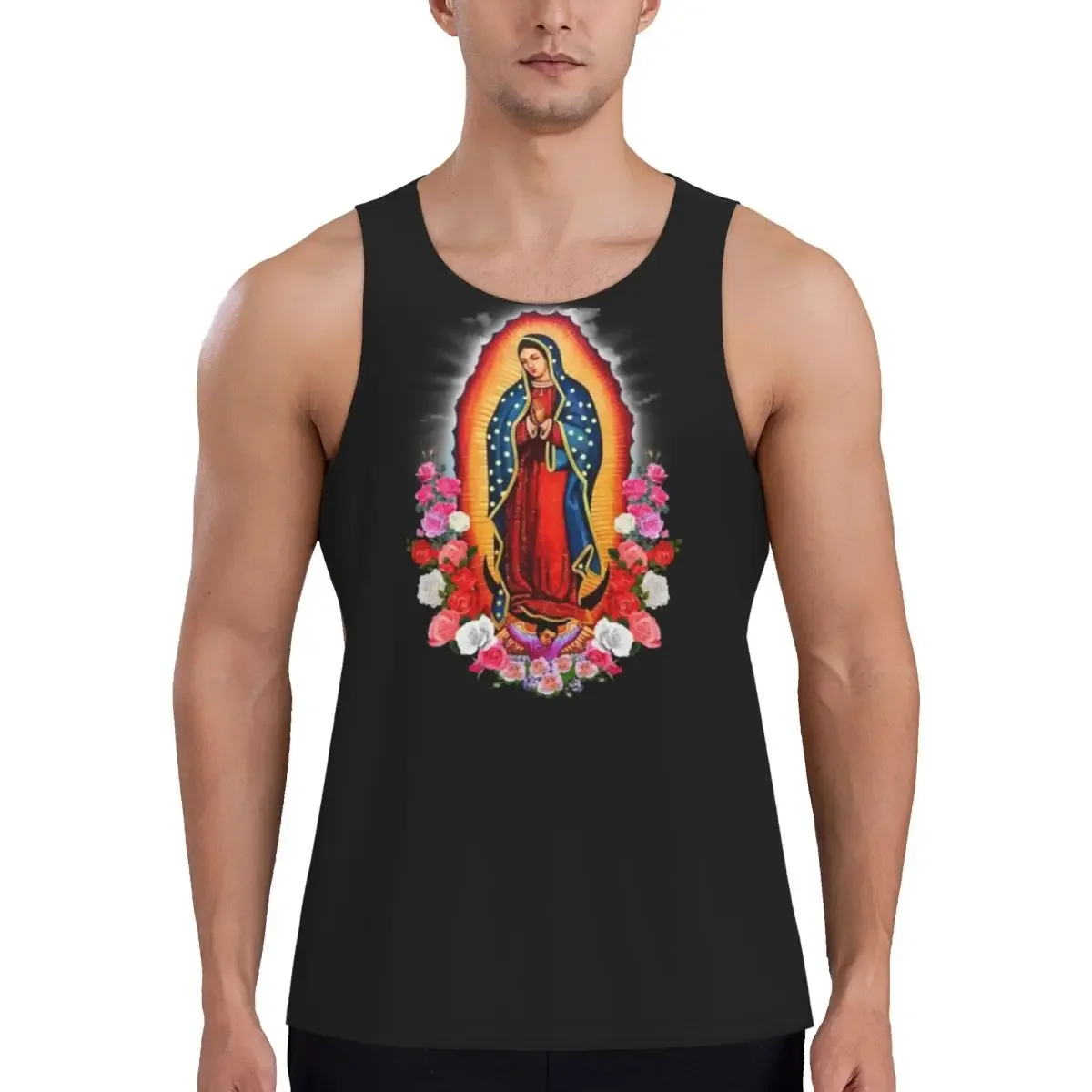 Quick Dry Virgin Mary Of Guadalupe Mexico Catholic Saint Gym Tank Muscle Sleeveless Shirt Bodybuilding Breathable Vest