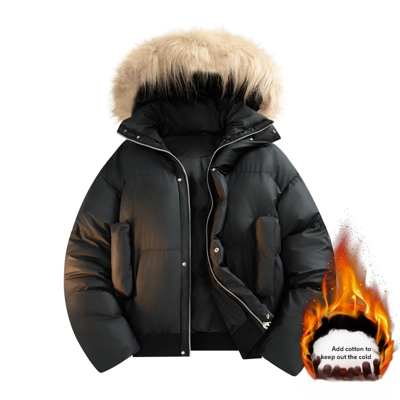

Solid Winter Jacket Men Fur Collar Fashion Parkas Jacket Hooded Thick Casual American Warm Parkas Outwear Men Clothes Hipspter