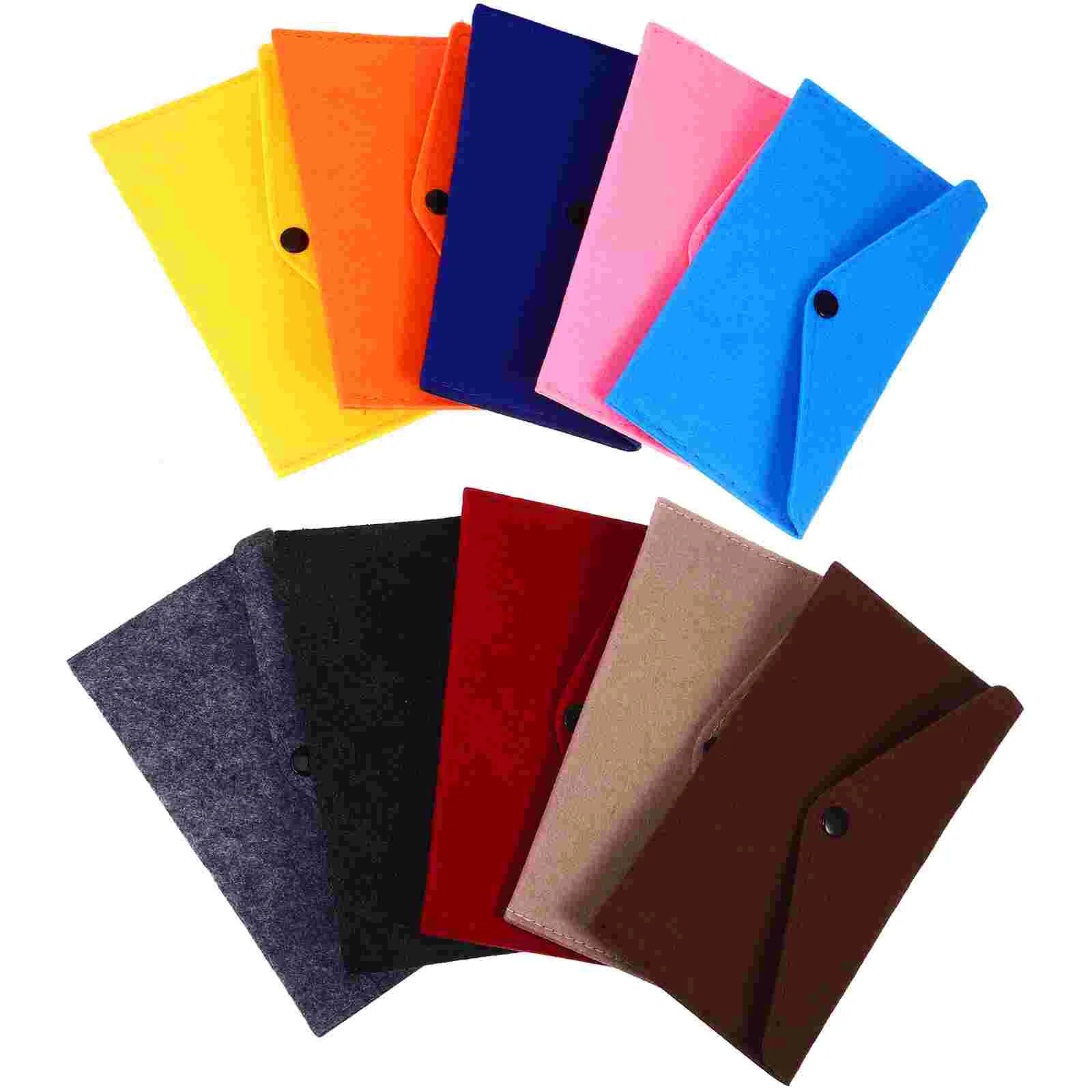 10 Pcs Charging Cords Felt Envelope Storage Pouch Fashion Money Envelops Snap Button Bag Packets Cash Small Pockets