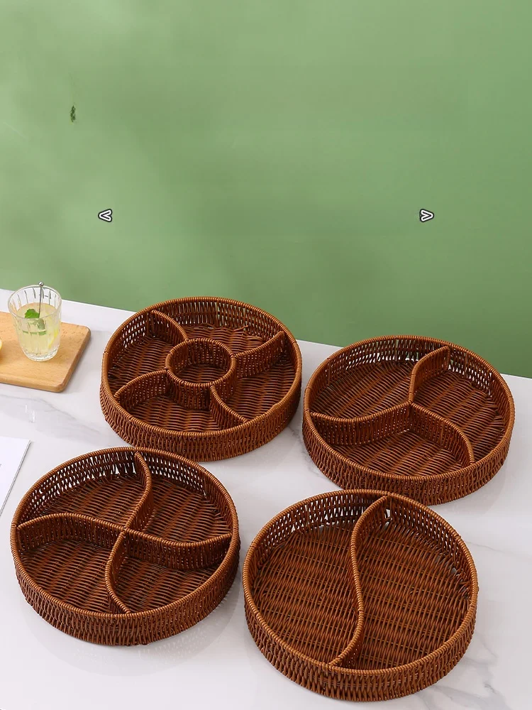 

Commercial Wier Fruit Basket Sna Tea Treat Divided Tray Bar KTV Fruit Basket European Sle Handmade Pure Color Diware