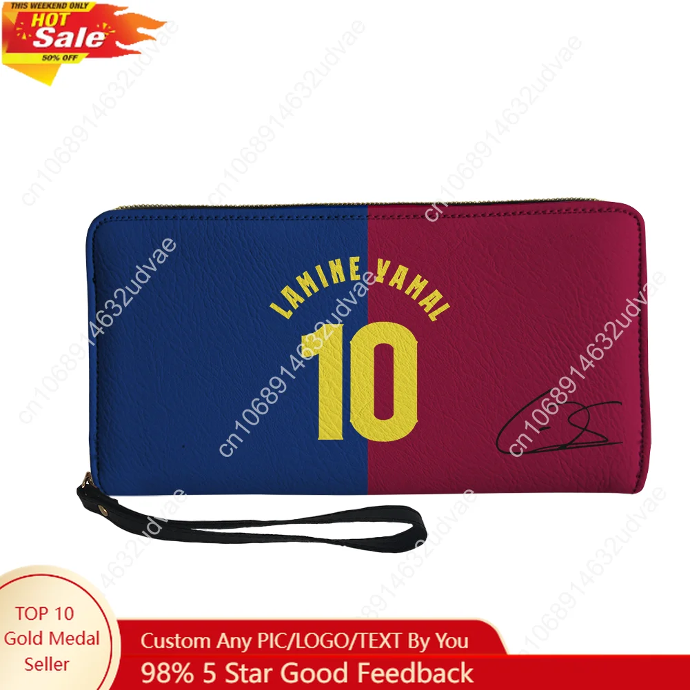 Cartera Yamal No.10, monedero personalizado para hombres, mujeres, adolescentes, carteras largas con cremallera, estrella de fútbol de España, cartera con foto personalizada, bolsa de regalo
