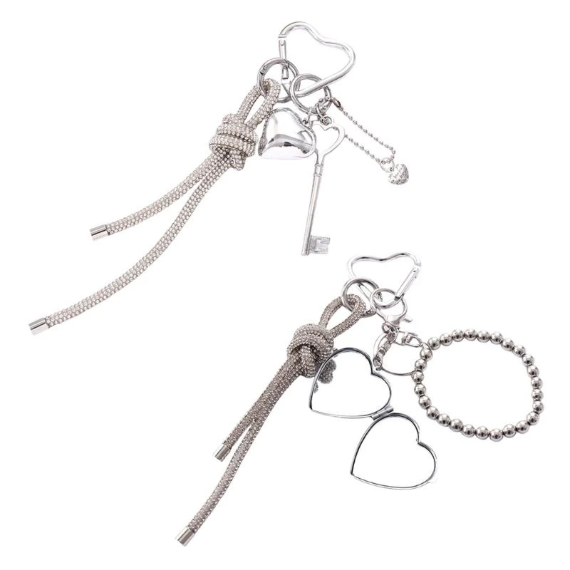 

E8FB Heart Keyring Creative Car Key Chain Vinging Ornament маленькое любовное зеркальное зеркало подвесная кулонная сумка для