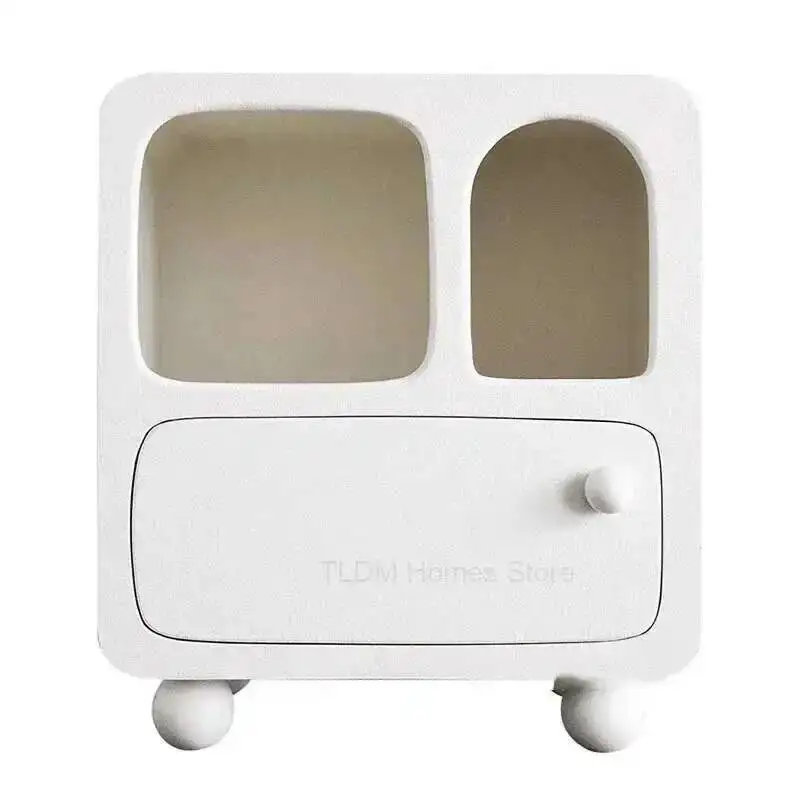 

Retro Nightstand Bedroom Furniture Night Table French 협탁 Creative Cream Style Household Design Upscale White Bedside Table