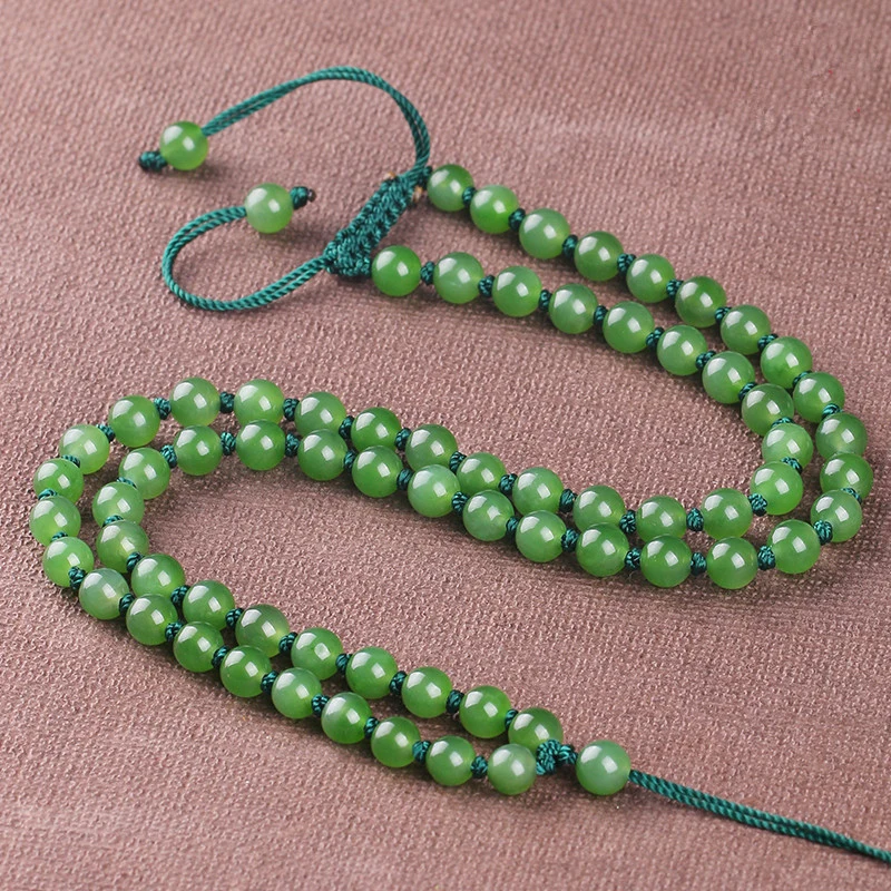 Hetian , jadeite , jade pendant bead chain, hanging cord, spinach green, unisex style