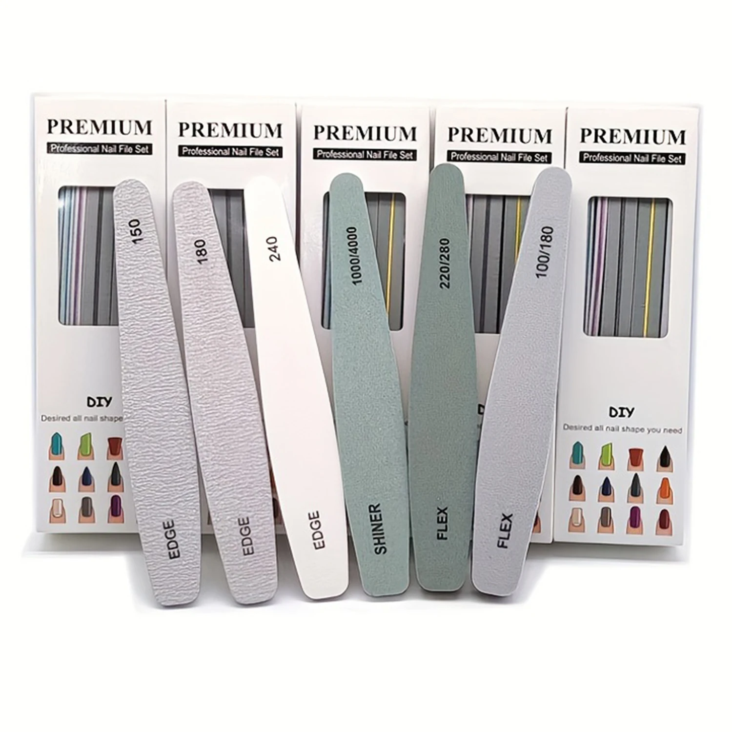 6 PCS Nail Files Canvalite Nail File and Buffer Professional Emery Boards Washable Double Sided Reusable Manicure File