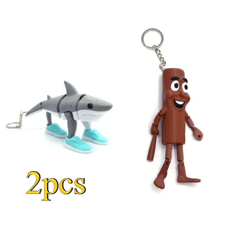 

2025 AI Game Keychain Tung Tung Sahur Tralalo Shark Bombardinocrocodilo Arm Movable Figure Collectible Brain Rot Customized
