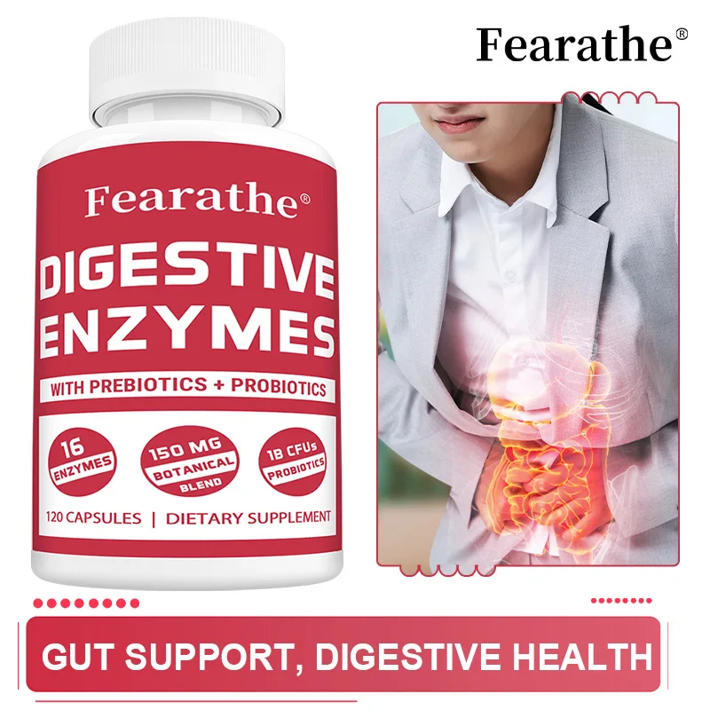 Organic Digestive Enzymes with Prebiotics & Probiotics, Gut Health, Aid Digestion, Nutrient Absorption & Discomfort Relief