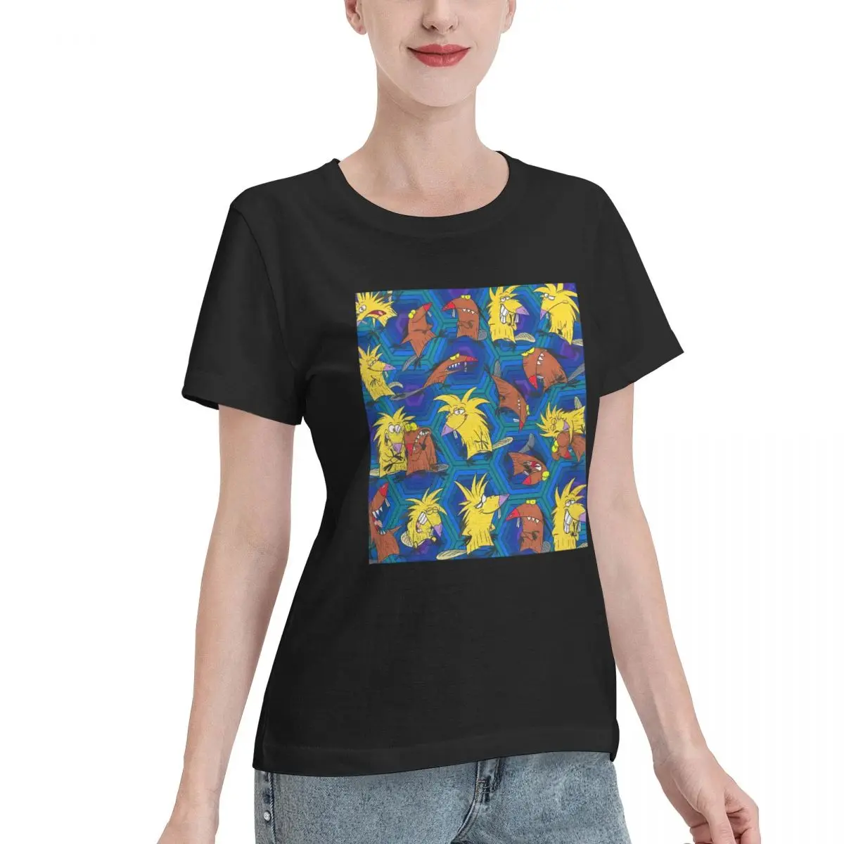 Blank For Print Angry Beavers Norbert And Daggett Nickelodeon Women's T-shirt Sporty Sport Casual Top