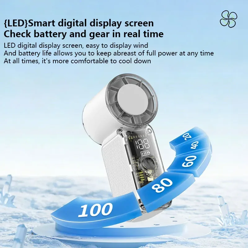 New Portable Handheld Fan Digital Display USB Rechargeable High Speed Turbo Cooling Fan For Home Outdoor Travel
