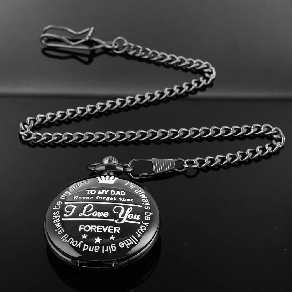 To My Dad جيب كوارتز فريد من نوعه لساعة Dad Fob وقلادة وسلسلة قلادة عتيقة لعيد الأب وعيد الميلاد وعيد الشكر