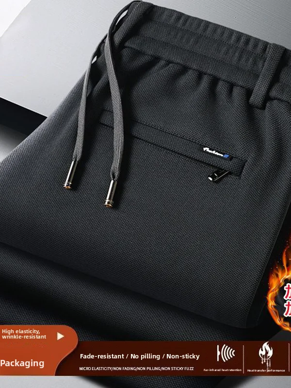 

Утепленные повседневные брюки на флисовой подкладке для мужчин, свободного кроя, теплые спортивные длинные брюки, ветрозащитные, износостойкие, прямые брюки