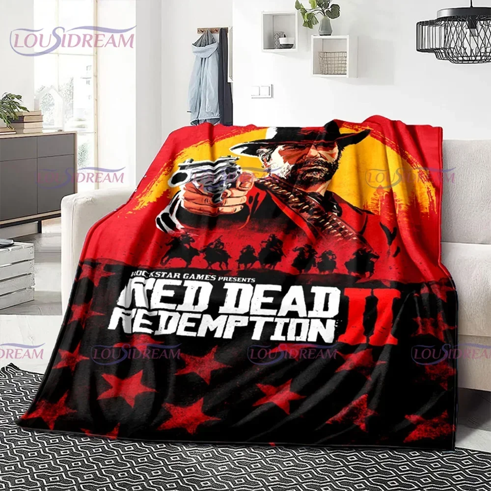 Couverture à jeter série de jeu Red Dead Redemption, John Marston, décoration en flanelle, couvre-lit pour la maison, couverture de personnage de Cowboy