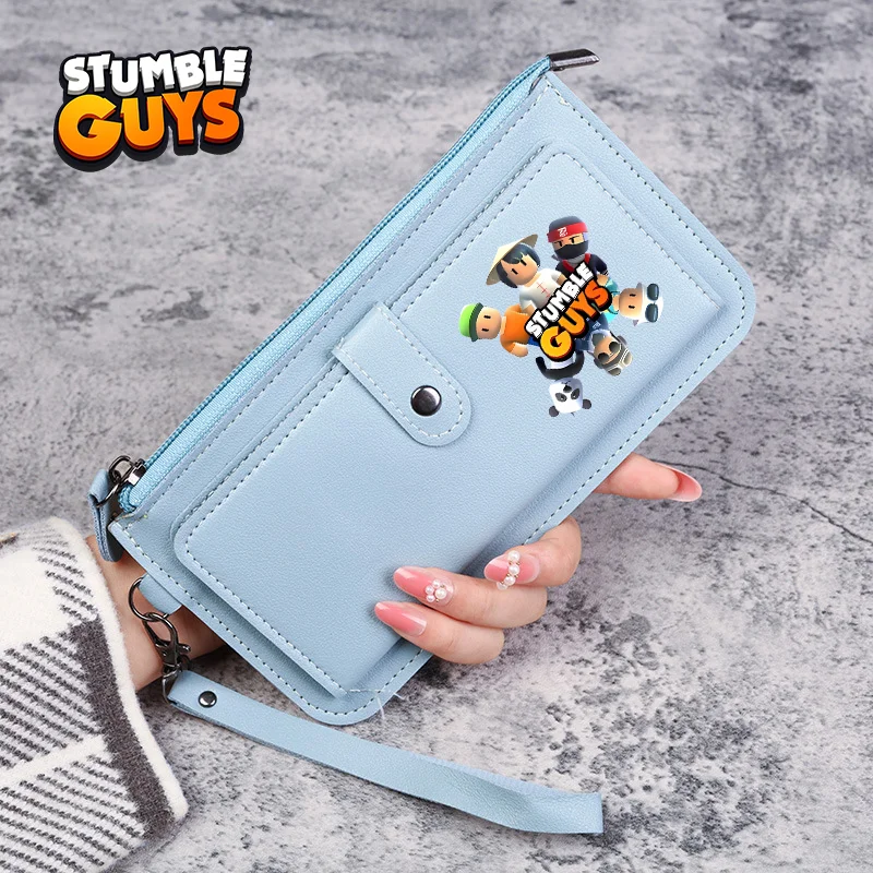 Stumble Guys Multi Card Slot Long Wallet Credit Card Zero Wallet Multifunction Large Capacity Mobile Phone Buckle Leather Wallet