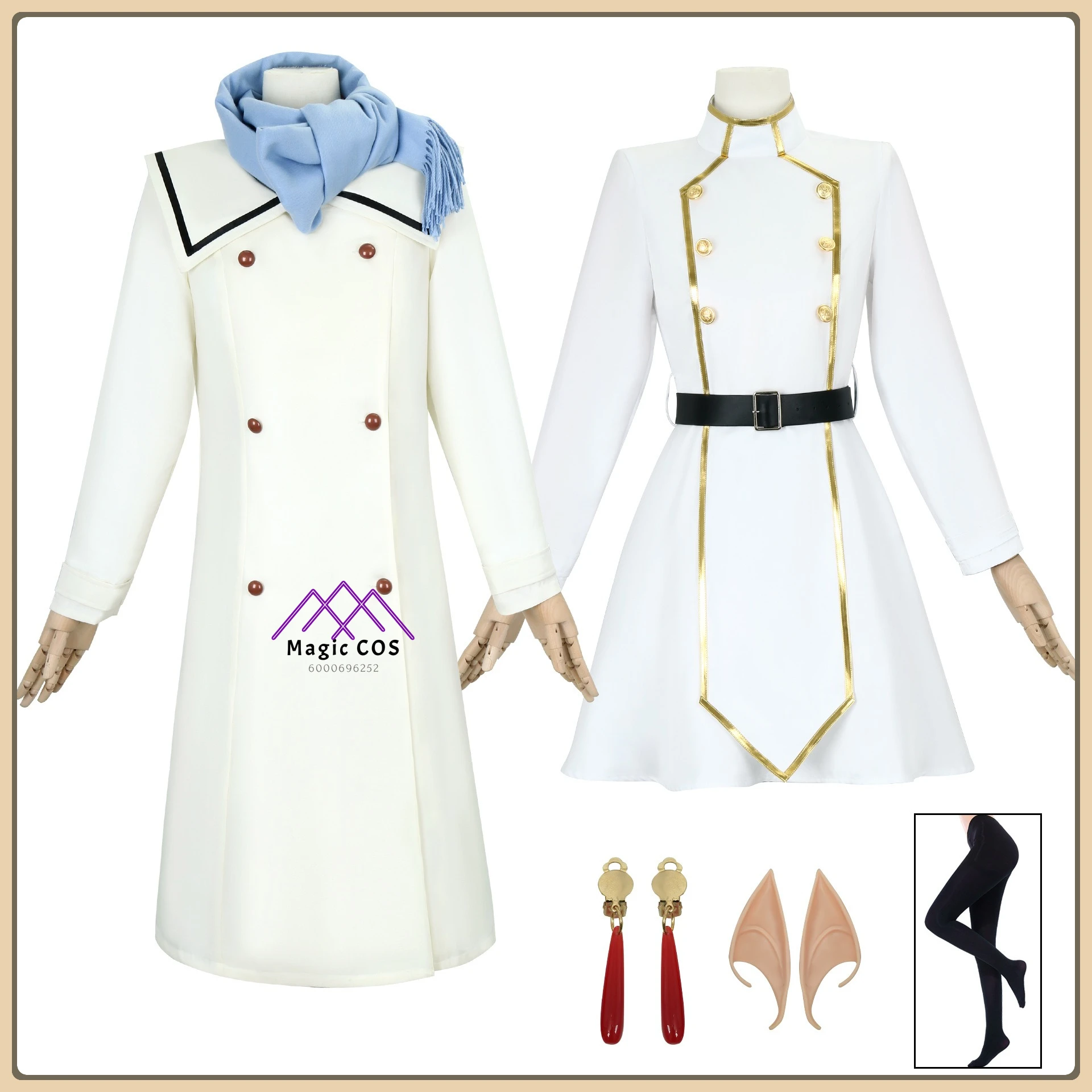 frieren-costume-de-cosplay-frieren-de-fin-du-voyage-des-yeux-ensemble-complet-pour-femmes-et-echarpe-en-fourrure-vetements-anime-pour-costume-de-fete-d'halloween