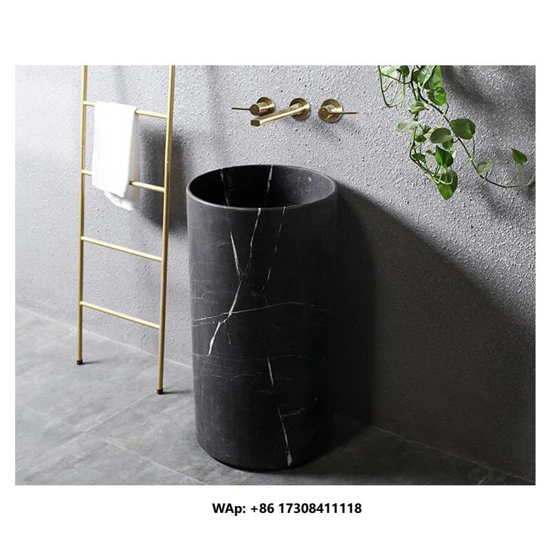 Pedestal Sink Stone Bathroom Sink Granite Farmhouse Washing Standing Vessel Hotel Courtyard  Black Marble Sink Colored Basin