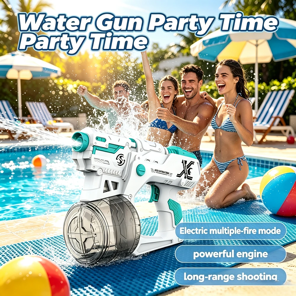 Electric Multi Shot Water Gun with Large Capacity Charging Function Automatic Water Spraying Gift for Outdoor Toys Water Guns