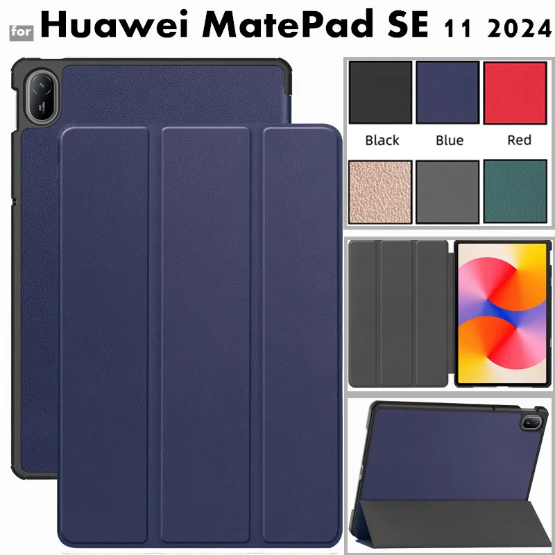 

Чехол для планшета Huawei MatePad Se 11 2024, чехол из искусственной кожи с функцией автопробуждения, чехол-книжка с подставкой для MatePadSE11 2024, чехол для планшета