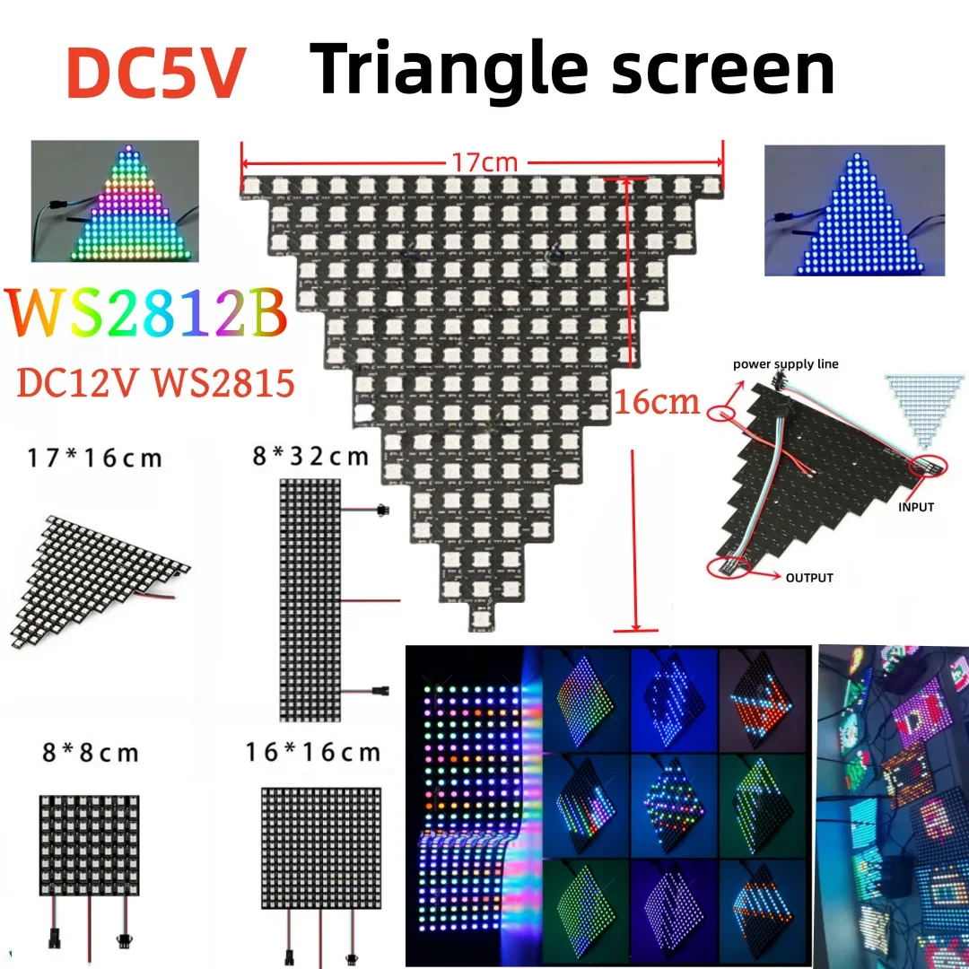 Modułu LED ekran matrycowy z trójkątnym ekranem WS2812B cyfrowa elastyczna, indywidualnie adresowalna kontrola Panel oświetleniowy Sp801e