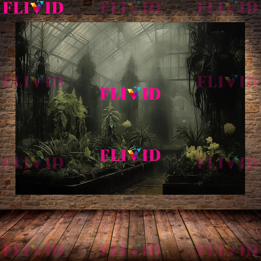 حديقة ويتشي أوراق خضراء طبيعة. الزهور والنباتات مجردة جدار الفن الطباعة، وثنية تحت عنوان الظلام الأكاديمية الفن ملصق طباعة ديكور