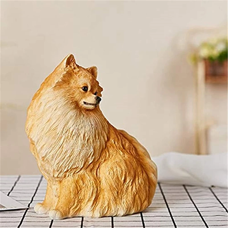 Garden Ornaments Outdoor Cute Pomeranian Statue Handmade Outdoor Garden Decoration Simulation Puppy Sculpture Resin