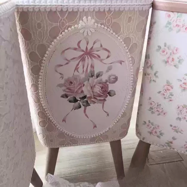 Retro Lace Storage Bucket Home Decor Livingroom Kitchen Diningroom Large Capacity Trash Can Press Lid Roses Storage Bucket