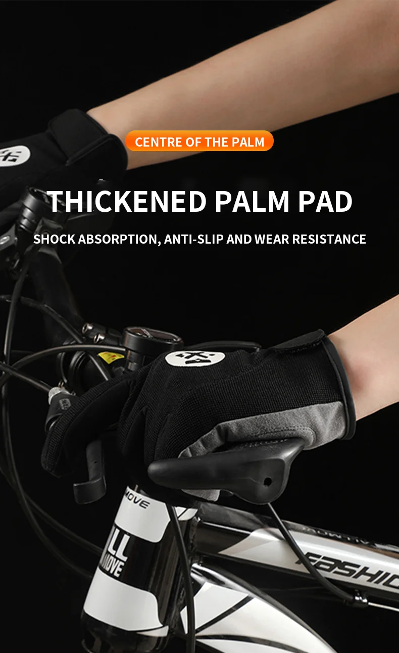 Fahrradhandschuhe für Herren und Damen Touchscreen-fähig Stoßdämpfend Dicke Handflächenpolsterung Rutschfest Atmungsaktiv Mountainbike-Handschuhe – Detail 9